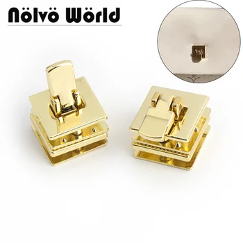 5-10-30 парчета 19 *19 мм Светло златни Квадратни Флип-Ключалки С Обков Модерен Заключване За чанти 