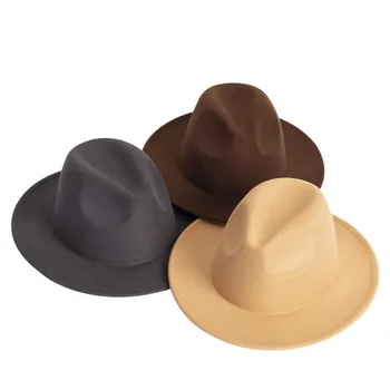 Верблюжья фетровая шапка с широка периферия, Панама, мъжки джаз шапка, църковна шапка, британска дамски мъжки фетровая шапка, цена на едро дамски шапка