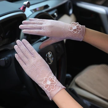 Ръкавици Стръмни Дантелени Ръкавици За Шофиране, Нескользящие Слънчеви Ръкавици, Корейски Модни Тънки Еластични Ръкавици за Сензорен Екран