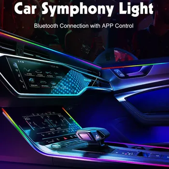 14 в 1 18 1 64 Цвят RGB Симфония Автомобили атмосфера на Интериора Led Акрилни Ръководство Оптичен Универсален Декоративен Околната светлина