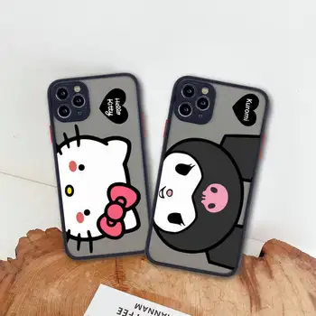 Sanrio Hello Kitty Kuromi My Melody Калъф За Телефон iPhone 13 12 11 Pro Max Mini XS 8 7 Plus X SE 2020 XR Матиран Прозрачен Калъф
