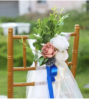 Сватбени Аксесоари Малък Букет Букет за Булки Цветя за Сватбен Дейности Украса на Облегалката на Стола Цветя Декор за сватба