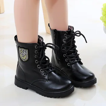 2021 г., нови детски обувки Martin за момичета, кожени обувки със средна дължина за момчета, армейските фенове, военна тренировочная обувки, тенденция Водоустойчив