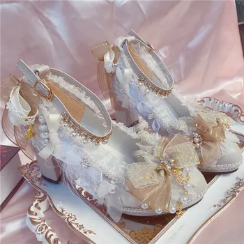 Готически Кошмар За Момичета Цветя за Сватбени Обувки в стил Лолита 
