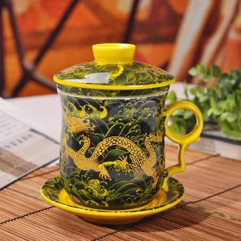 Безплатна доставка, Нов стил, класически чаши за кафе от порцелан от кости на дракон с дръжка, чай и прибори