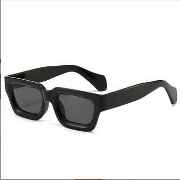 Реколта ярки черни квадратни слънчеви очила за жени вдлъбнати ръбове, с широки крака оранжеви слънчеви очила Унисекс с сенника M5384