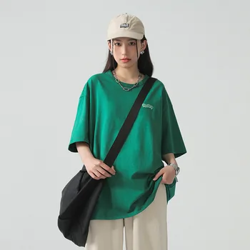Писмо Бродерия Мода Зелен Цвят За Жени графичен тениски harajuku y2k топ Ctoon Кърпа За Мъже Облекло Тениски