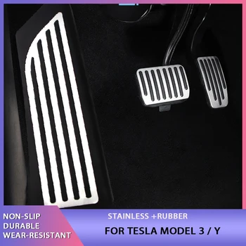 Аксесоари за Tesla Model 3 Y 2016-2021 Педала на Газта, Спирачките, Педала за краката на Автомобила, Накладки на Педалите, Седалка, Модел Три, Неръждаема Стомана