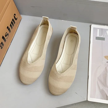 2022 г. Пролет-есен Нова Летят Тканая дамски обувки големи Размери, с мека подметка, Удобни ежедневни дамски обувки на плоска подметка с кръгло бомбе