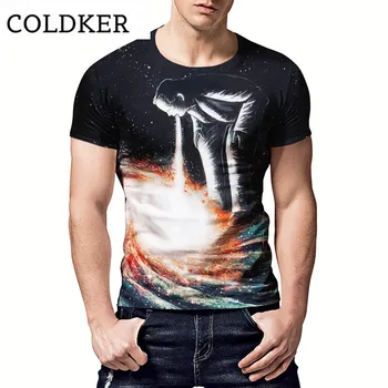 COLDKER 3D Дигитален Печат Лятна Риза За Мъже Casual Облекло Градинска Мъжки Блузи С Къс Ръкав