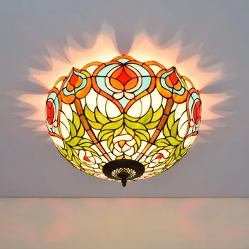 50 см Креативна Фея Тифани Цветно Стъкло Малката Всекидневна Ресторант Бар Спалня Художествен Тавана Лампа, за Повърхностен Монтаж
