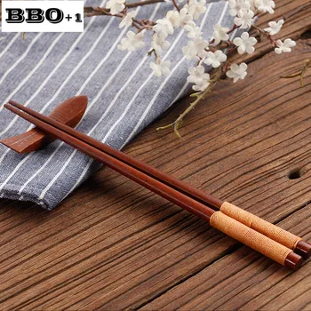 Продажба на едро, 5 двойки Естествени дървени пръчици за хранене, набор от пръчки за хранене в японски стил, Черна Жица и Кафява Тел, силни пръчки за хранене, Набор от прибори за хранене