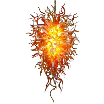 Модерна Висока Подвесная Верижна Подвесная Лампа Led Източник на Светлина Ръчно изработени от стъкло Мурано Художествена Полилей 28 52 инча