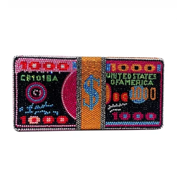 Нови кристални Пари USD чанти Долара Дизайнът на Луксозни Диамантени Вечерни Чанти Чантата За Парти Клатч Чанти За Сватбена Вечеря Чанти