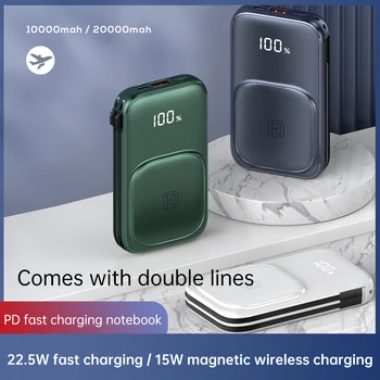 15 Вата Магнитно Безжично Зарядно устройство Qi за iPhone 13 Samsung 10000/20000 ма 22,5 W Бързо Зареждане Type C Powerbank за Лаптоп Повербанк