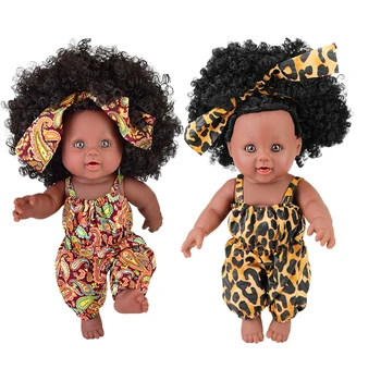 2019 най-новите леопардовая облекло 12 Инча Играчка Детски Черни Кукла с реалистични афроамериканская кукла за Детския Празник и подарък за Рожден Ден