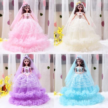 30 см Комплект Кукли 45 см Сватбена Рокля, Подарък За Момичета Принцеса Детска Играчка Кукла с 9 Подвижни Стави