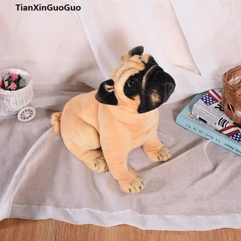моделиране на куче пекинез плюшен играчка голяма 35 см клекнал мопс мека кукла за подарък за рожден ден h2325