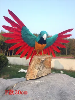 около 30x45 см, расправляющий крилата на папагала с пера, модел ръчно изработени, подпори за папагал от пяна и пера, играчка за декорация на градината w0764