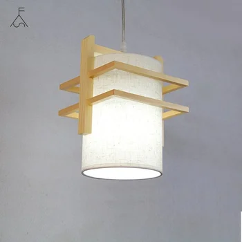Скандинавски Прост Окачен Лампа от масивно Дърво Бельо Лампа E27 Blub за Спалня, Кухня, Бар, Декор, Висящи осветителни Тела в Помещението