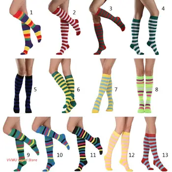 Жените Памук Коляното Чорапи Дъга На Цветни Райета Dance Парти Cosplay Дишаща Участък Дълги Чорапи, Чорапи Носочные На Продукта