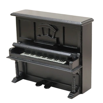 За Ob11 1/12 Мащаб Куклена Къща Черно Миниатюрни Дървени Пиано Моделиране На Класически Модел На Пиано Играчка Куклена Къща Аксесоари