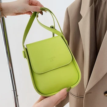 Kawaii, Дамска Чанта За мобилен Телефон ярки Цветове, Модни Мини Чанта През Рамо 2022 Г., на Жените Однотонная Кожена Чанта-Месинджър