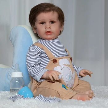 55 см Возрожденный Бебе Момче Кукла Реалистична Кукла Играчки Художествена Кукла Деца Коледен Подарък Играчка За Рожден Ден