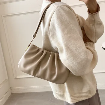 Плиссированный Дизайн, дамска чанта на рамото, Модни Елегантна дамска чанта, основният женски Есента на Популярния Офис в чантата си и чанти