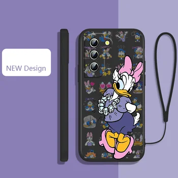 Калъф За телефон Disney Daisy Duck За Samsung Galaxy S22 S21 S20 S9 S10 Ultra Plus Pro FE Течна Въже Цвят Карамел във Формата На Миди