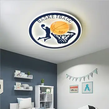 Модерен обикновен баскетболен тавана лампа, творчески cartoony лампа за спални за мъже и Момичета, led топло светило за защита на очите, детска стая