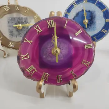 1бр Ахат парче естествен Ахат Филийки часовник кварцов скъпоценен камък изцеление на Домашен интериор