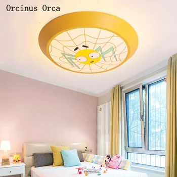 Карикатура Творчески Паяк на тавана лампа За момчета и Момичета, Спалня, Детска Стая, Осветление Модерен Led Цветен Кръг тавана лампа с насекоми
