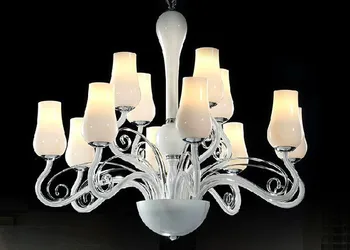 Безплатна доставка новоприбывший бял кратък модерен кристална стъклена окачена лампа E14 свещ лампа хол легла стая