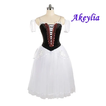 Черно-Бяло Романтично Балетное рокля-пакет за възрастни, Професионална Рокля Сильфиды, Velvet женски костюм, Балетное Дълга рокля JNBL163