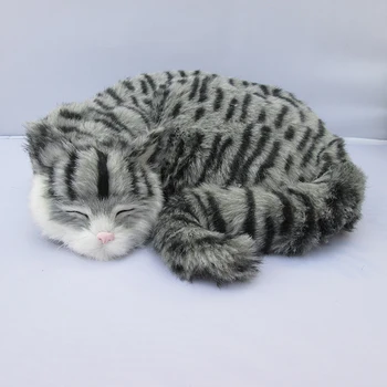 голяма имитация на сива котка реалистична ръчна работа sleepingcat кукла подарък от около 29x10x31 см