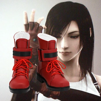 Final Fantasy Tifa Cosplay Ботуши Червен Обувки От Изкуствена Кожа Хелоуин Cosplay Подпори На Поръчка