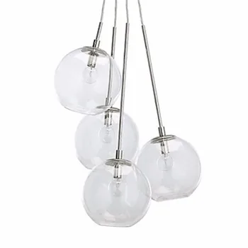 Нова LED-Лесният Художествен Модерен Окачен лампа с 4 Лампи в Стъклен Пузырьковом дизайн Безплатна доставка Окачен лампа