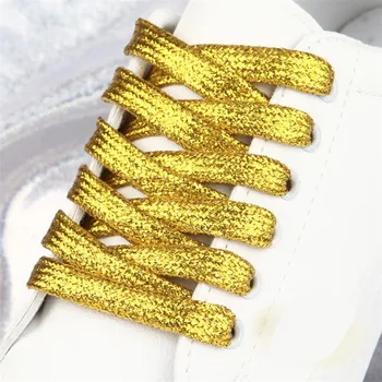 120 см Цветни мъжки дамски Обувки маратонки с Метален Блясък Блестящи златни шнурове сребърни шнурове за обувки на равна подметка спортна чрез шнурове за бягане