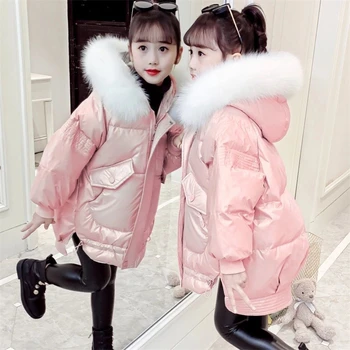 Детска naka яке за момичета, Палто от 2021 година, Скъпа Топла Утепленная Зимно-есенна Памучен Горна дреха с Качулка, Детски Дрехи