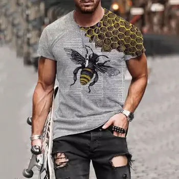 2022 Забавно Мис Пчела 3D Принт Лятна Мъжка Тениска Самоличността на Улица Кръг Деколте Къс Ръкав Унисекс Хип-Хоп Върховете Мъжка Тениска Тениска
