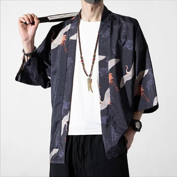 Високо Качество 5XL литературно японското кимоно юката мъжки Японски Кратък Роба Свободен кимоно жилетка в Китайски Стил кимоно хаори