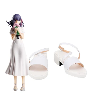 Fate Stay Night Sakura Matou Обувки за Cosplay, Бели Сандали На поръчка Всякакви Размери