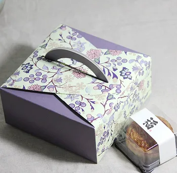 Безплатна доставка кутия за торта бисквити бисквити десерт закуски пакет светло лилаво, лилаво цвете за украса на подарък опаковки доставка на подаръци