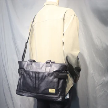 Една истинска Модерна Мъжка чанта Ежедневни Модни Голяма чанта на Едно рамо Пътна Компютърна Чанта през Рамо