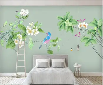 Потребителски стенописи 3d фото тапет Китайската ръчно рисувани цветя и птици начало декор хол тапети за стените, 3 d, на роли