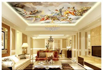 Потребителски 3d таван с тапети на Стенописите на тавана тавана фигура небесата пейзаж на стената тапет