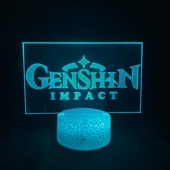 Иконата на Играта Genshin Impact 3D лека нощ Настолна Лампа Аниме Страхотен Декор За Детска Спалня Манга Сладък Карикатура Подарък 16 и Контрол на Цветовете