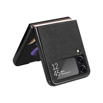 Антибликовая Кожена Чанта за мобилен Телефон, Тънък Калъф за Samsung Galaxy Z Flip4 Flip 4 5G Flip3 Flip 3 Zflip4 Слот за Карти Защитен Калъф