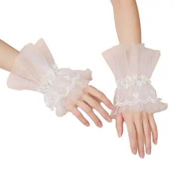 Ръчен Маншет за дамска Мода Нагънат Възбудена Маншет Подвижни Копчета на Ръкавите на Ризата Слънцезащитни Аксесоари за Сватбена Рокля